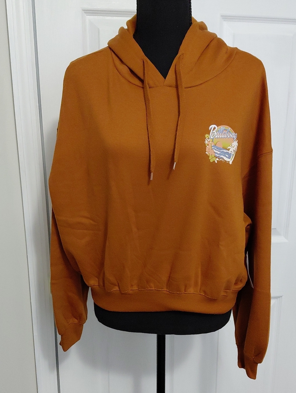 Billabong Women’s Lazy Daze Cropped Hoodie Burnt Orange Rust Medium NWT